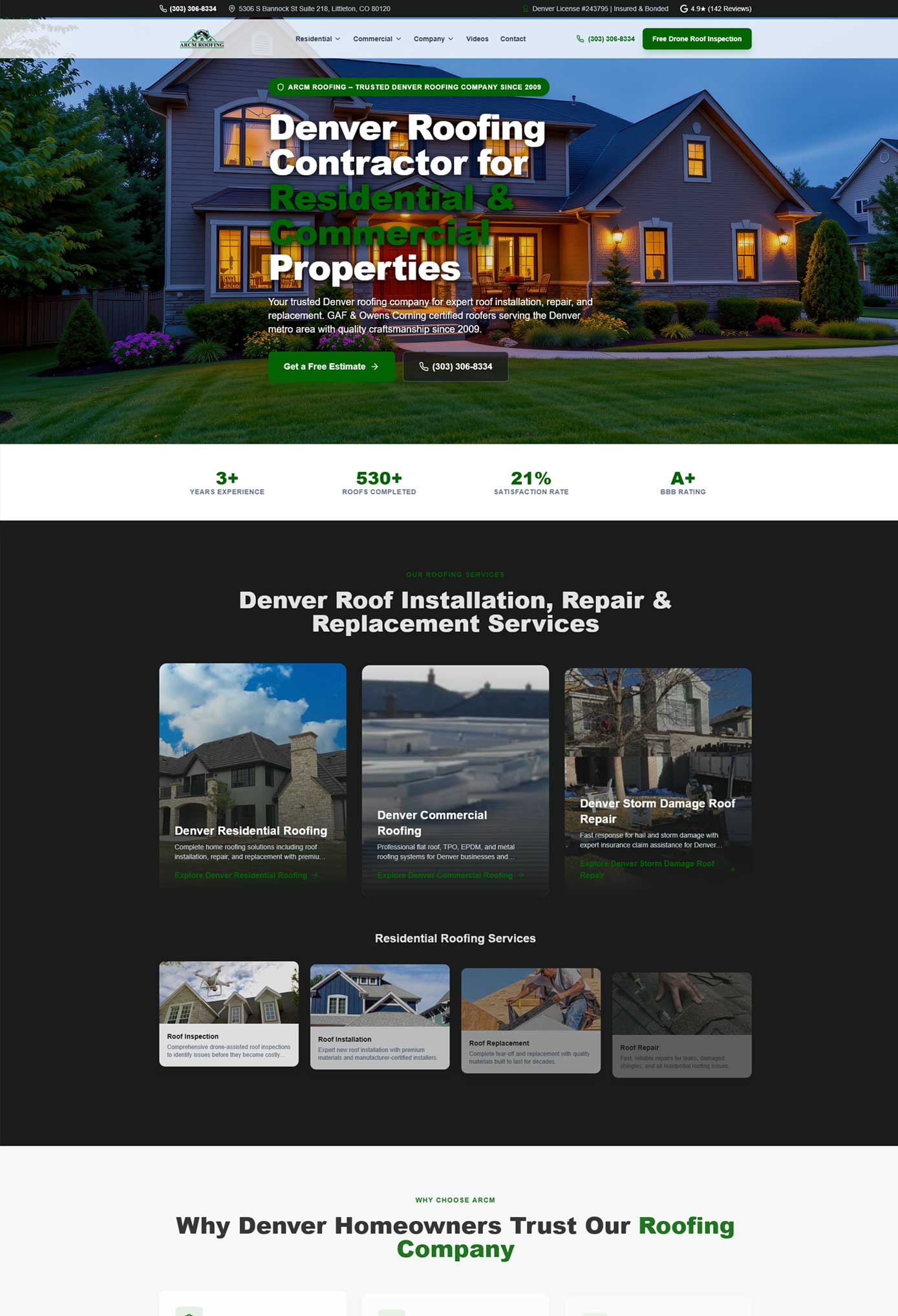 ARCM Roofing - Website Design by Multimedia Graphics
