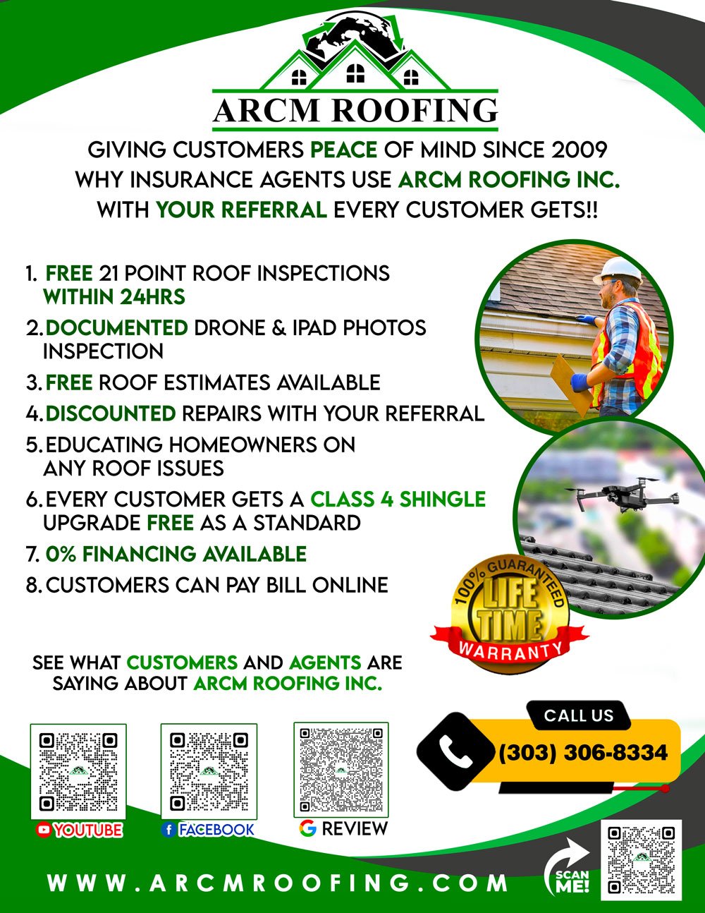 ARCM Roofing insurance sales sheet