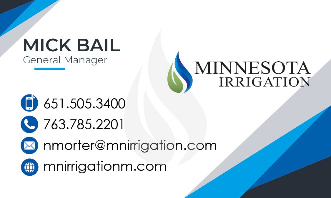 MN Irrigation business card front