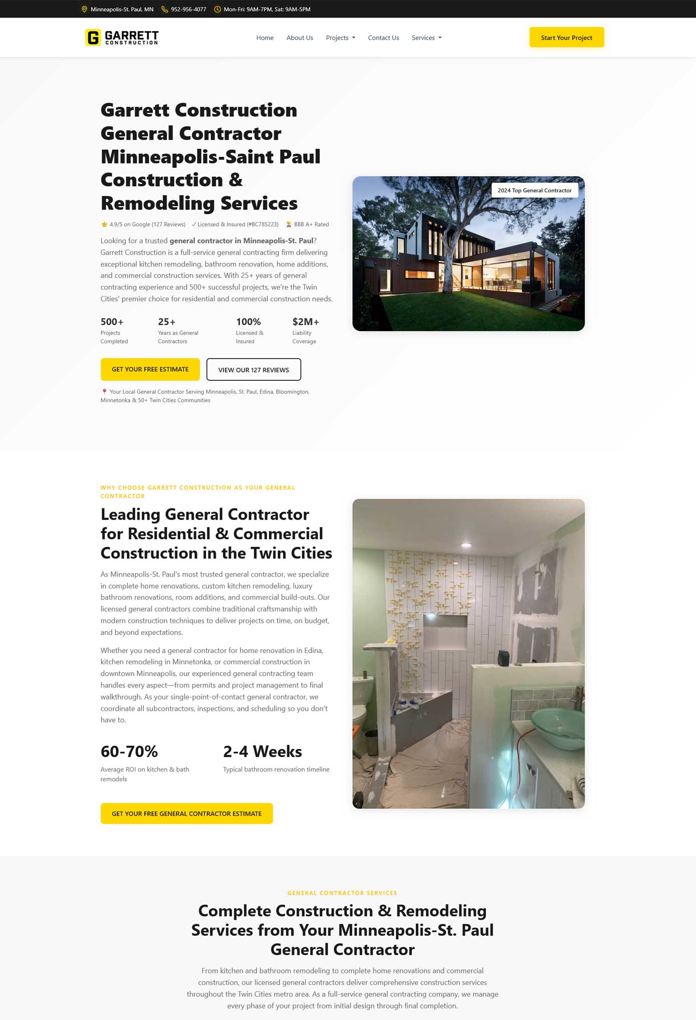Garrett Construction website design by Multimedia Graphics