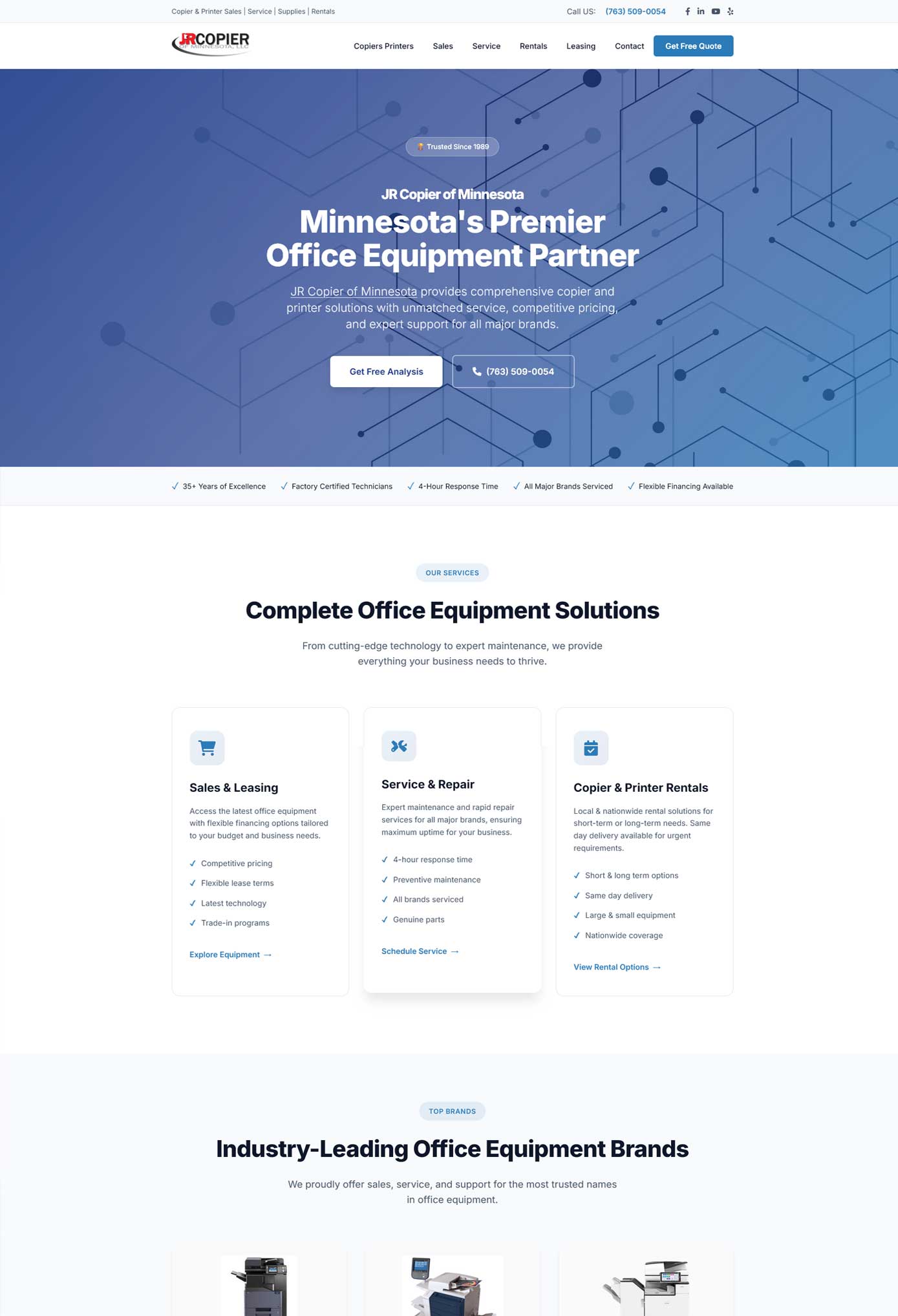 JR Copier website design by Multimedia Graphics